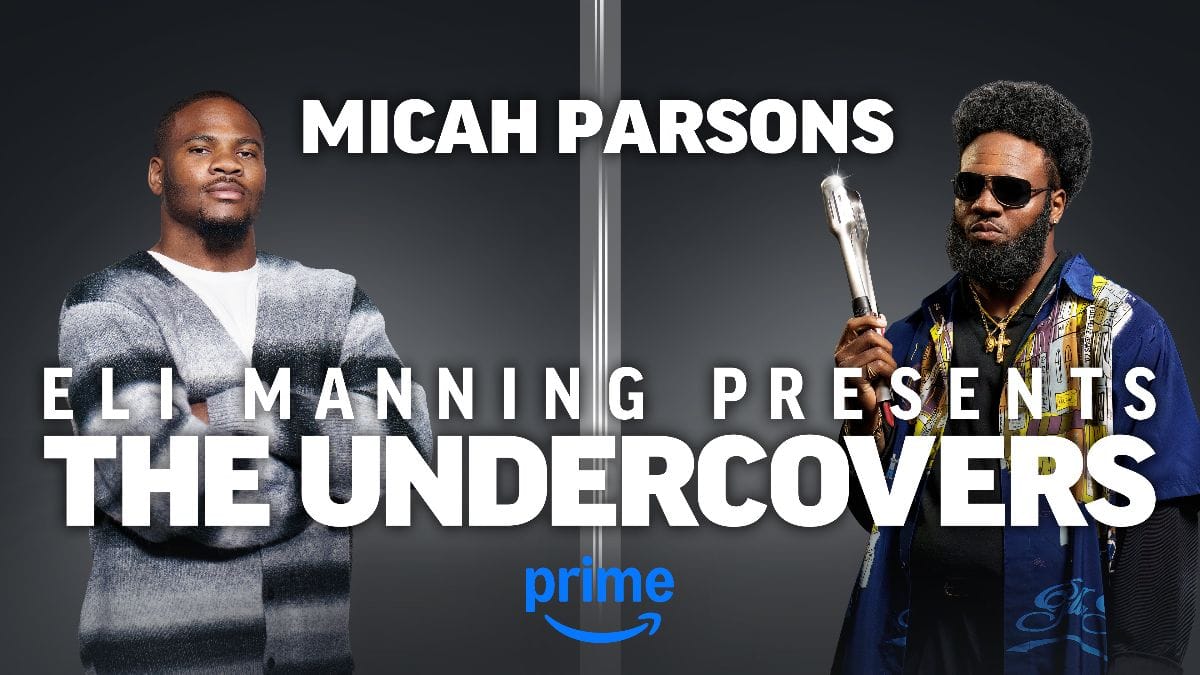  Key art for Eli Manning Presents The Undercovers featuring Green Bay Packers star Micah Parsons. (Photo Credit: Courtesy of Prime Video.)