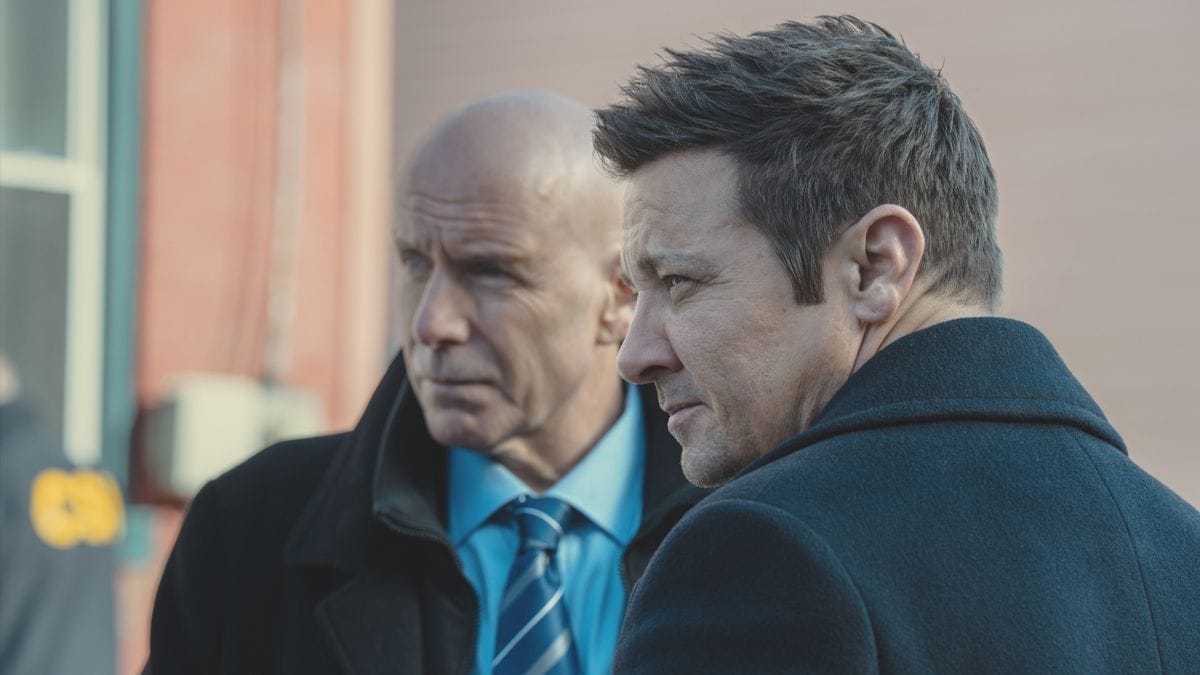 Actor Hugh Dillon as Ian Ferguson and actor Jeremy Renner as Mike McLusky in Mayor of Kingstown season 4, episode 3. (Photo Credit: Courtesy of Paramount+.)