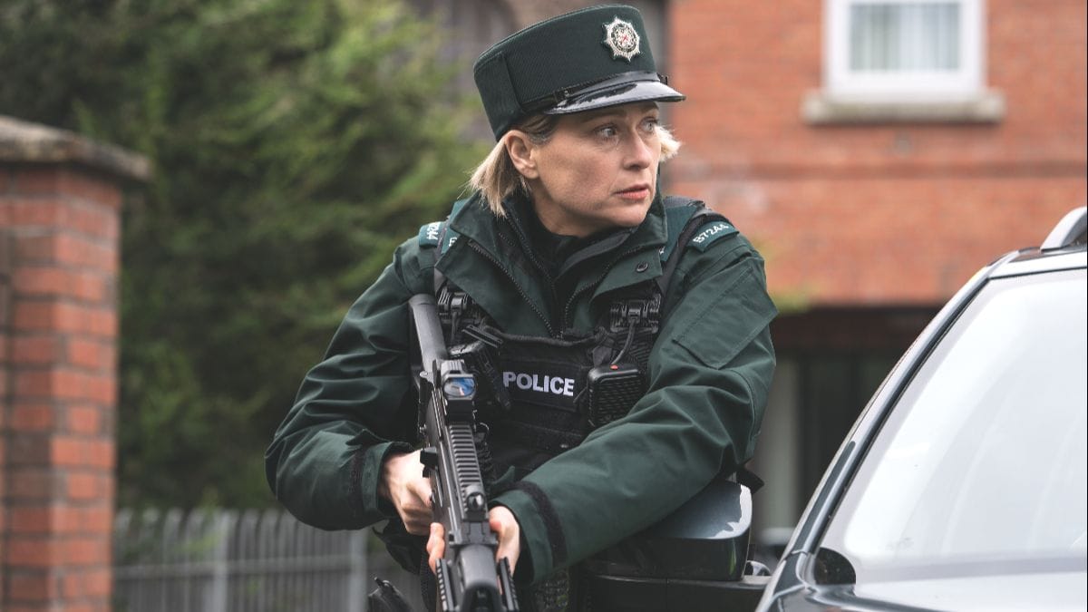 Actor Siân Brooke as Grace Ellis in Blue Lights season 3. (Photo Credit: Peter Marley/Courtesy of BritBox.)