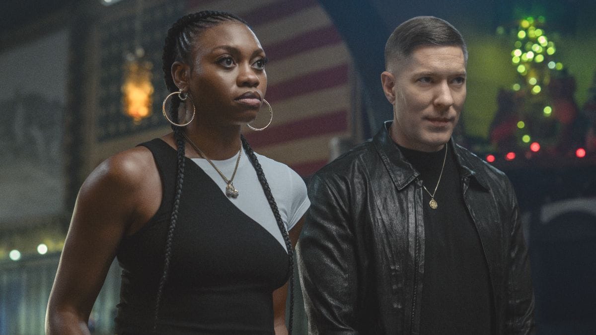 Actor Adrienne Walker as Shanti Page and actor Joseph Sikora as Tommy Egan in Power Book IV: Force season 3, episode 8. (Photo Credit: Courtesy of Starz.)