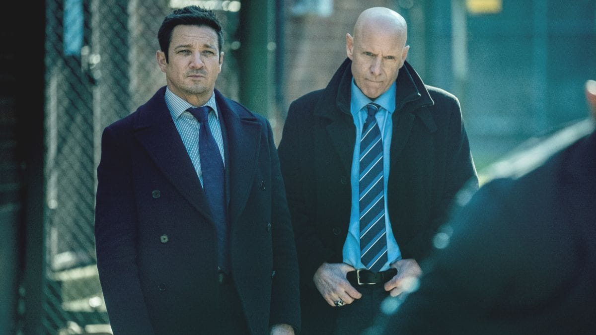 Actor Jeremy Renner as Mike McLusky and actor Hugh Dillon as Ian Ferguson in Mayor of Kingstown season 4 episode 8. (Photo Credit: Courtesy of Paramount+.)