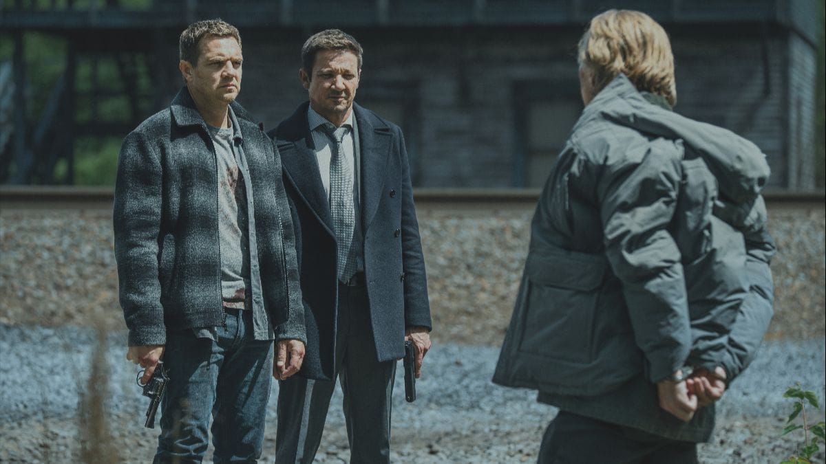 Actors Taylor Handley, Jeremy Renner and Richard Brake in Mayor of Kingstown season 4 episode 10. (Photo Credit: Courtesy of Paramount+.)
