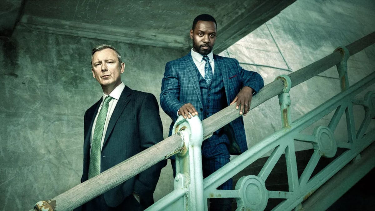 Actor John Simm as Roy Grace and Richie Campbell as Glenn Branson in Grace season 5. (Photo Credit: Courtesy of ITV.)