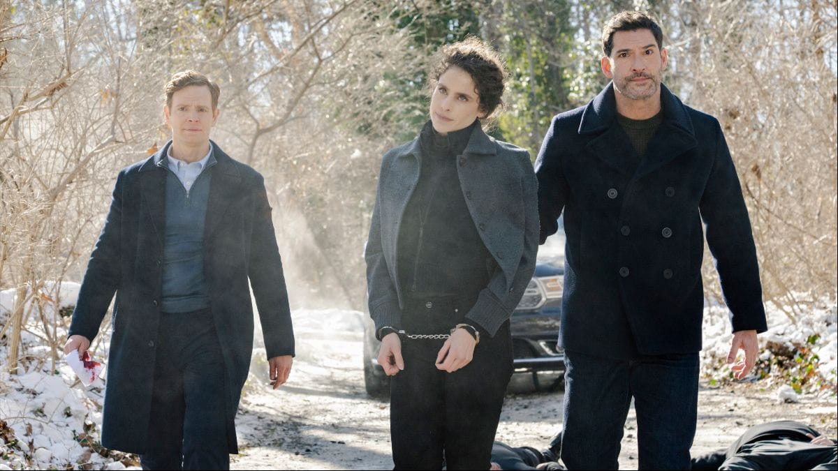 Nick Gehlfuss as Bill, Melinda Michael as Mona and Tom Ellis as Colin in CIA season 1, episode 2. (Photo Credit: Courtesy of CBS.)