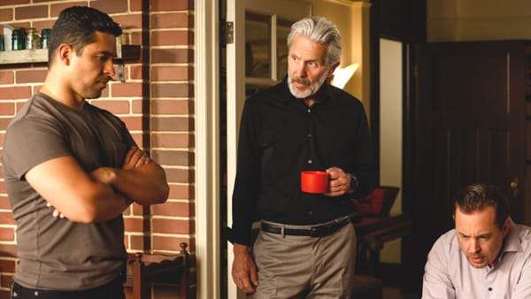 Wilmer Valderrama as Nick Torres, Gary Cole as Alden Parker and Sean Murray as Timothy McGee in NCIS season 23, episode 1. (Photo Credit: Courtesy of CBS.)