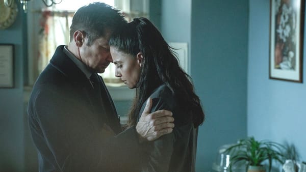 Actor Jeremy Renner as Mike McLusky and actor Nishi Munshi as Tracy McLusky in Mayor of Kingstown season 4 episode 5. (Photo Credit: Courtesy of Paramount+.)