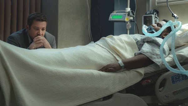 Actor Jeremy Renner as Mike McLusky and actor Tobi Bamtefa as Bunny Washington in Mayor of Kingstown season 4 episode 6. (Photo Credit: Courtesy of Paramount+.)