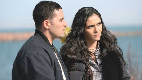 Actor Benjamin Levy Aguilar as Dante Torres and actor Arienne Mandi as Eva Imani in Chicago PD season 13 episode 10.  (Photo Credit: Courtesy of NBC.)