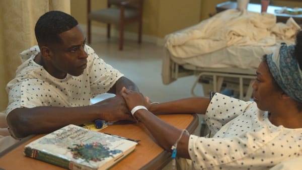 Sterling K. Brown as Xavier Collins and Enuka Okuma as Teri Rogers in Paradise season 2, episode 3. (Photo Credit: Courtesy of Hulu.)